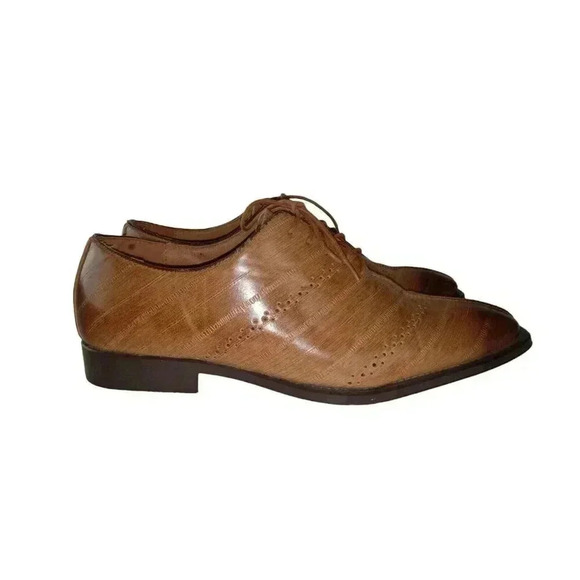 Antonio Cerrelli  Men's 6611 Scotch Exotic  Tan Lace Up" EEL print Shoes "sz 11 - Picture 1 of 11